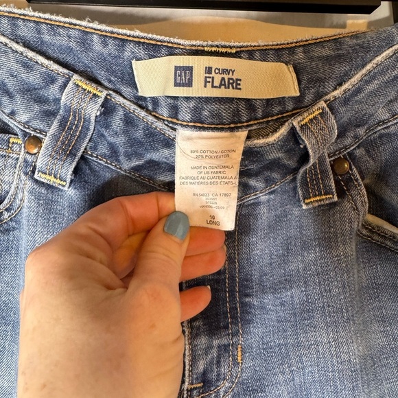 Gap Super Curvy Flare Pleated Denim Blue Classic Jeans sz 10 Long - Picture 6 of 6